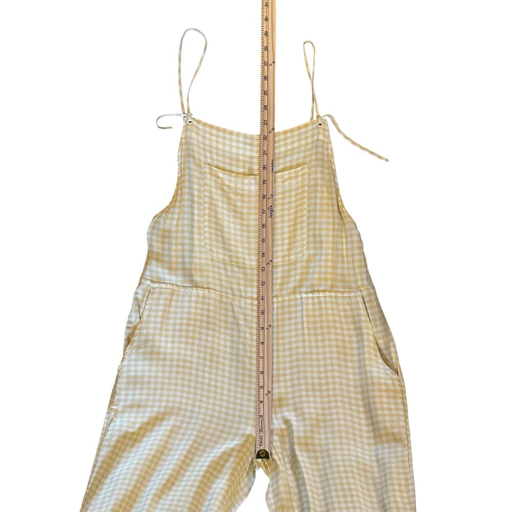 RVCA Women’s Yellow Gingham WideLeg Overalls Size M Cottagecore Picnic Coastal - Picture 10 of 13